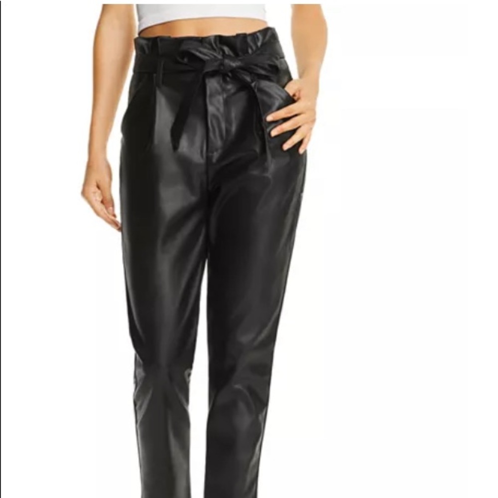 Lucy Paris
Faux Leather Paperbag-Waist Pants -
